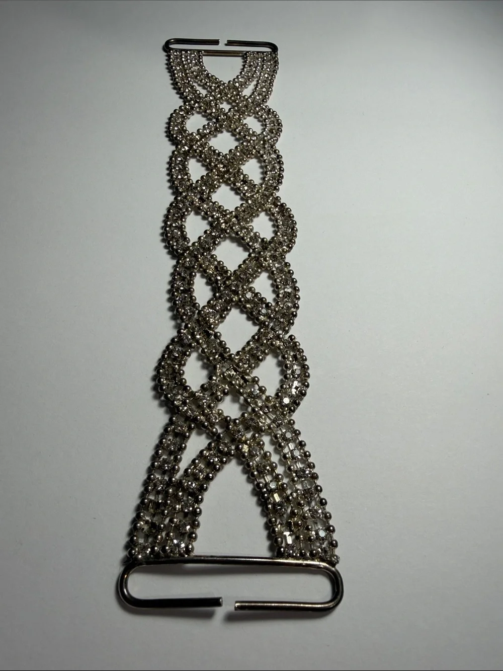Vintage Silver Rhinestone Wristlet Strap or Choker Necklace 9